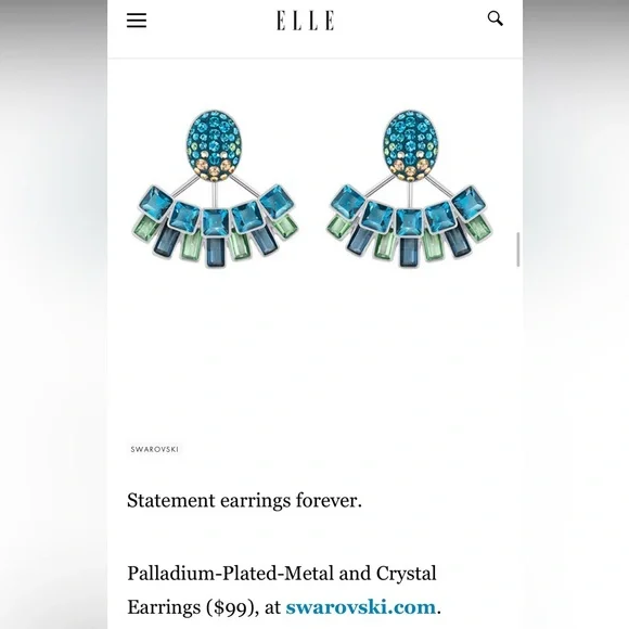 Swarovski Palladium-Plated-Metal and Crystal Earrings Blue NWT - Picture 6 of 6